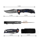 Klaken J385 Wraith J385-BlackBlueShreddedCarbon black & blue crushed carbon fiber handle scales