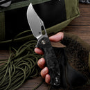 Klaken J388 Vapor J388-BlackRedShreddedCarbon open position showing D2 blade