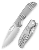 TRIVISA Gecko-P JM04-P-M front view – 3.4″ pearl and satin M390 drop point folding knife
