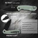 Klaken K01 Specter K01-BlackG10 blade detail – black Ti coated D2 drop point