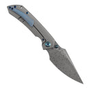 Kansept Fenrir K1034C4 open position showing Damascus harpoon blade