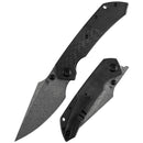 Kansept Fenrir K1034D1 front view – 3.48" Damascus harpoon folding knife