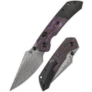 Kansept Fenrir K1034H3 front view – 3.4" Acid Etched Damascus Harpoon folding knife