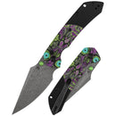 Kansept Fenrir K1034S7 front view – 3.45" Damascus harpoon button lock folding knife