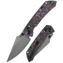 Kansept Fenrir K1034V9 front view – 3.48" Damascus harpoon crossbar lock folding knife