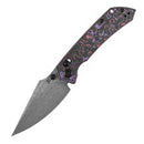 Kansept Fenrir K1034V9 open position showing Damascus harpoon blade