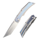 Kansept Naska K1035T3 – 3.75" Satin CPM-S35VN Tanto Blade, Blue & Silver Anodized Titanium Handle, Frame Lock – APK Designs