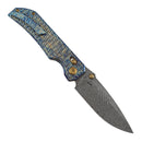 Kansept Eaglestrike K1095V5 open position showing Damascus drop point blade