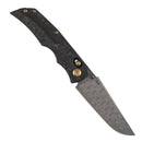 Kansept SIF K1100V4 open position showing Damascus drop point blade