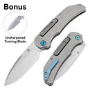 Kansept Hazard K1104H1 front view – 3.63" Stonewashed CPM S35VN titanium balisong