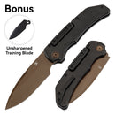 Kansept Hazard K1104H2 front view – 3.63" Rose Gold Coated CPM S35VN titanium balisong