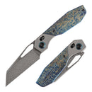 Kansept QTRO K1118VA2 front view – 3.59" Damascus Wharncliffe folding knife