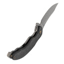 Kansept Gilgamesh K1128A3 blade detail – Damascus trailing point