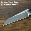 Kansept Halide K1136A1 open position showing CPM S35VN reverse tanto blade