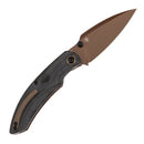Kansept Falk K1142A3 open position showing Elmax Drop Point blade