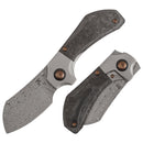Kansept Pluto K3129A3 front view – 2.5" acid etched Damascus drop point folding knife