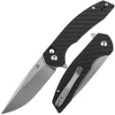 Kansept Accipiter T1007F2 – 3.53" 14C28N Drop Point Button Lock Knife with Twill Carbon Fiber & G10