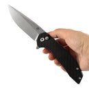 Kansept Accipiter T1007F2 – 3.53" 14C28N Drop Point Button Lock Knife with Twill Carbon Fiber & G10