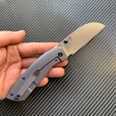 Kansept Convict K1023B2 3.3" CPM-S35VN Sheepfoot Blade Blue Titanium Handle Sheepdog Design