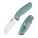 Kansept Convict K1023B3 Folding Knife - 3.3" CPM-S35VN Blade, Green Titanium Handle, Sheepdog Design