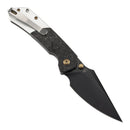 Kansept Fenrir T1034B1 – 3.45" 154CM Harpoon Button Lock Knife with Shred Carbon Fiber & Stonewashed Aluminum