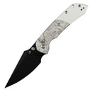 Kansept Fenrir T1034B3 – 3.45" 154CM Harpoon Button Lock Knife with G-10 & Aluminum Foil Handle