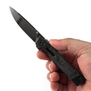 Kansept Kitpu K2123A4 – 2.9" CPM 20CV Mirror DLC Flipper Knife with Blackwash Titanium & Shred Carbon Fiber