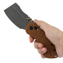 Kansept Korvid V TE2030V4 – 2.91" D2 Cleaver Crossbar Lock Knife Brown Diamond Pattern G10