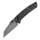 Kansept Little Main Street K2015V7 – 2.26" Damascus Crossbar Lock Knife Shred Carbon Fiber Handle Dirk Pinkerton Design