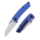Blue G10 handle folding knife with liner lock and 154CM blade