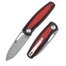 Damascus Spear Point Lock Knife with Twill Carbon Fiber Handle