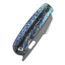 Close-up of Kansept Orlok K2111A3 folding knife with lightning strike titanium handle