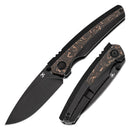 Kansept Raven K2109A3 – 3.13" CPM 20CV Drop Point Frame Lock Knife with Blackwash Titanium & Copper Carbon Fiber