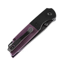 Purple G10 handle folding knife with pocket clip and black blade