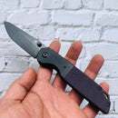 Kansept Warrior T1005S6 folding knife with black titanium-coated D2 blade and purple G10 handle