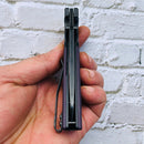 Side view of Kansept Warrior T1005S6 with purple G10 handle and pocket clip