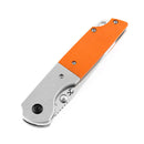 Side view of Kansept Warrior T1005T3 with orange G10 handle and liner lock