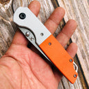 Kansept Warrior T1005T3 tactical lock knife with orange handle and stonewashed blade