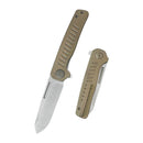 KB Steelhead Folding Knife 3.15" M390 Reverse Tanto Belt Satin Blade Bronze Titanium Handle KB315D