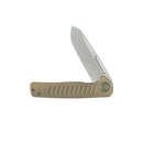 KB Steelhead Folding Knife 3.15" M390 Reverse Tanto Belt Satin Blade Bronze Titanium Handle KB315D
