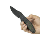 KB Stroller Folding Knife 3.35" CPM 20CV Regular DLC Clip Point Blade Titanium & CF Inlay Handle KB384D