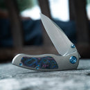 KB Vertigo Folding Knife 3.11" S35VN Wharncliffe Blade Darkwash Titanium with Santa Clara CF Inlays KB258A