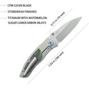 KB Vertigo Folding Knife 3.11" S35VN Wharncliffe Blade Gray Titanium Handle w/ Carbon Fiber Inlays KB258B