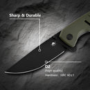 Klaken Ranger KL-03-GreenG10 OD green G10 handle and D2 blade details