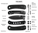 Knafs Lander 1 KNAFS-00066 – 2.75" D2 Drop Point Pocket Knife with Black G10 Handles