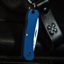 Knafs Lander 6 KNAFS-00424 – 1.55" 4034SS Drop Point Mini Keychain Knife with Blue FRN