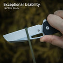 Kubey 10-8 Button Lock Folding Survival Knife 3.15" 14C28N Satin Sheepsfoot Blade Black G10 Handle KU363A