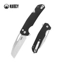 Kubey 10-8 Button Lock Folding Survival Knife 3.15" 14C28N Satin Sheepsfoot Blade Black G10 Handle KU363A