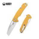 10-8 Button Lock Survival Folding Knife Yellow G10 Handle 3.15" Satin 14C28N KU363C