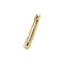 10-8 Button Lock Survival Folding Knife Yellow G10 Handle 3.15" Satin 14C28N KU363C